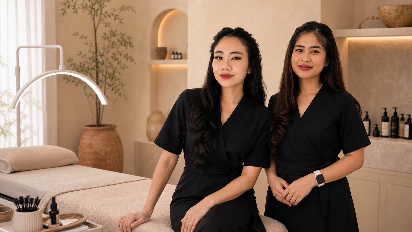 Dinda and Risma together in the Hello Lash Lifting Bali studio